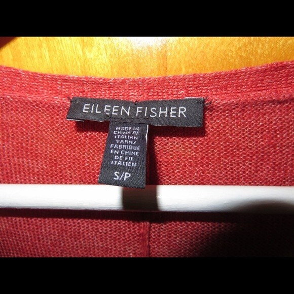 Eileen Fisher Sweater 100% Linen Burnt Orange Dolman Tunic V-Neck Knit Small - Picture 6 of 7
